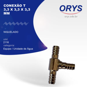 Conexão T 3,3 x 3,3 x 3,3 mm (Niquelado)