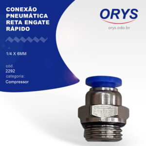 Conexão Pneumática Reta Engate Rápido 1/4 x 6mm