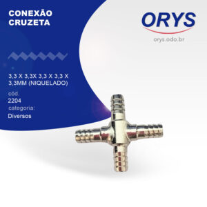 Conexão Cruzeta 3,3 x 3,3x 3,3 x 3,3 x 3,3mm (Niquelado)