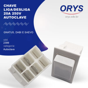 Chave liga/desliga 20a 250v autoclave (Gnatus, Dabi e Saevo)