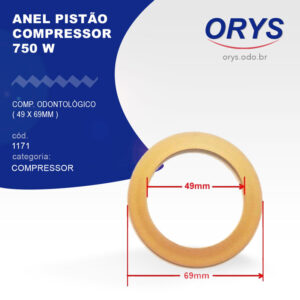 Anel pistão Compressor Odontológico 750 w 49 x 69 mm