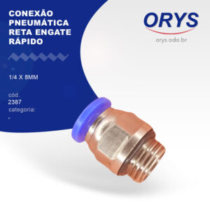 Conexão pneumática reta engate rápido 1/4 x 8mm