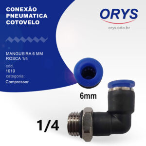 Conexão pneumatica cotovelo para mangueira 6 mm rosca 1/4