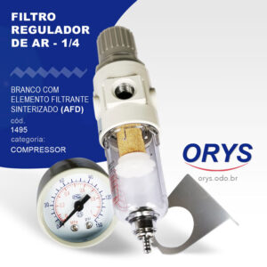 Filtro regulador de ar 1/4 branco com elemento filtrante sinterizado (AFD)