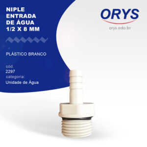 Niple entrada de água 1/2 x 8 mm (Plástico / Branco)