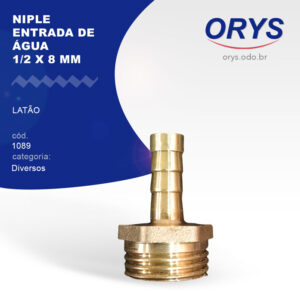 Niple entrada de água 1/2 x 8 mm (Latão)