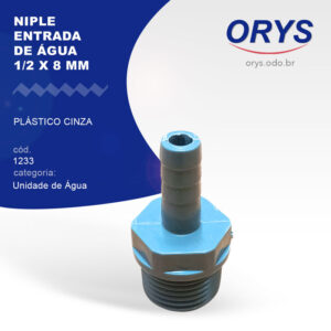 Niple entrada de água 1/2 x 8 mm (Plástico / cinza)
